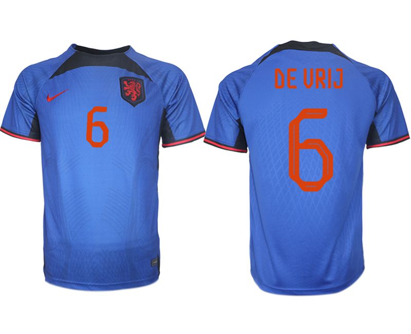 Cheap Men 2022 World Cup National Team Netherlands away aaa version blue 6 Soccer Jersey